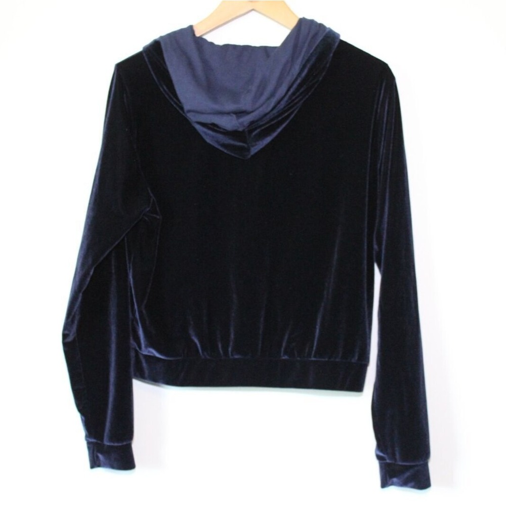 ✨2/$20 Fabletics Donna Velour Full Zip Up Hoodie Deep Navy Gold Medium Jacket - Picture 7 of 10